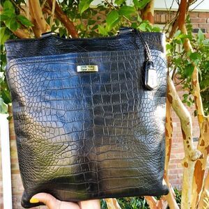 Cole Hann Marcy Market Croc Embossed Leather Tote Bag